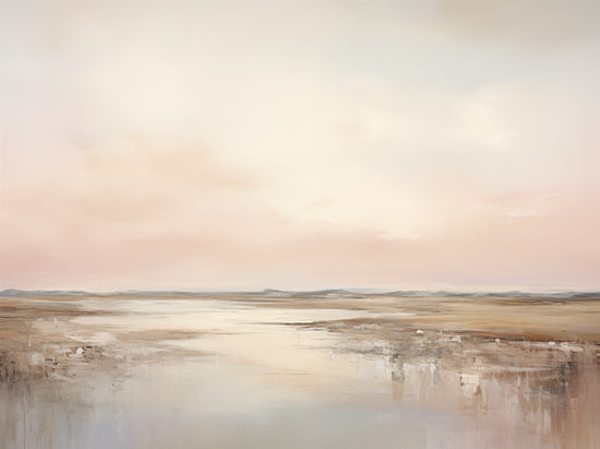 Heidi Kuntz HK197 - HK197 - Up the River  - 16x12 serene landscape, pastel sky, minimal brush strokes, horizon, tranquil view, painterly abstract landscape, soft tones from Penny Lane