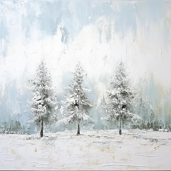 Heidi Kuntz HK256 - HK256 - Snowscape   - 12x12 winter trees, snowy forest, frosty landscape, evergreen trees, cold season, winter scene, textured painting from Penny Lane