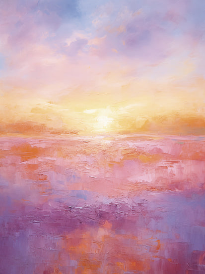 Heidi Kuntz HK267 - HK267 - Beautiful Sunset    - 12x16 vibrant sunset, colorful sky, pink purple hues, glowing horizon, impressionist sunset, dreamy atmosphere, textured clouds from Penny Lane