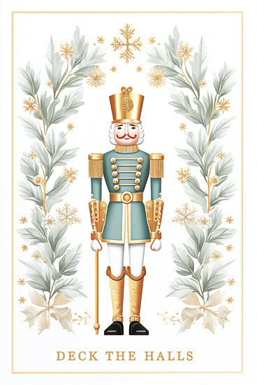 Heidi Kuntz HK307 - HK307 - Deck the Halls Nutcracker  - 12x18 nutcracker, deck the halls text, Christmas greenery, golden crown, festive decoration, traditional soldier, holiday theme from Penny Lane
