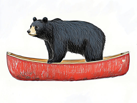 Heidi Kuntz HK518 - HK518 - The Bear Minimum - 16x12 black bear, canoe, wilderness, lodge decor, woodland animal, whimsical illustration, outdoor adventure, lake life, rustic from Penny Lane