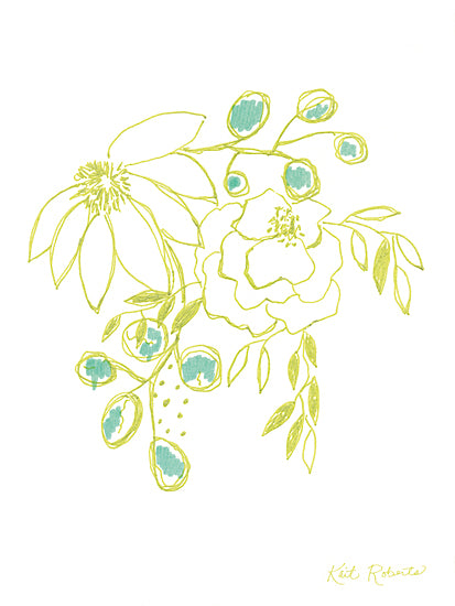 Kait Roberts KR921 - KR921 - Honey Dew - 12x16 single stem rose, pink flower, trailing vine, modern vase, minimalist botanical art, monochrome pink drawing, delicate leaves, contemporary floral sketch, feminine wall decor, airy composition, simple still life, line art flower, elegant pink illustration, soft romantic artwork, clean modern floral print, subtle hand drawn style from Penny Lane