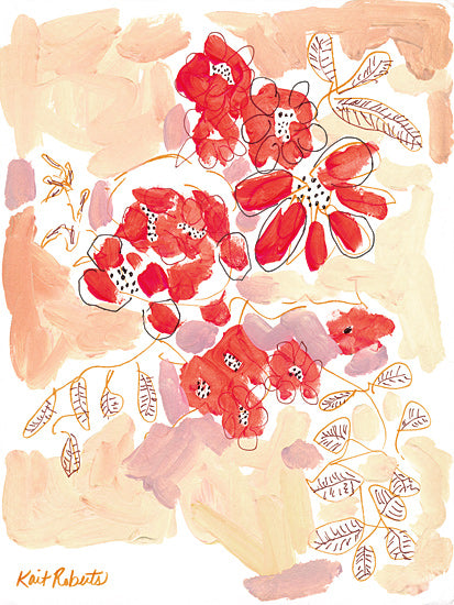 Kait Roberts KR927 - KR927 - Color Me Bright - 12x16 childlike flower drawing, bouquet in bowl, white crayon flowers, green stems, kraft paper artwork, whimsical floral sketch, playful botanical art, naive drawing style, expressive scribbles, hand drawn still life, modern folk art feel, simple flower arrangement, children's art style, soft neutral brown background, imaginative floral doodle, casual decorative print from Penny Lane