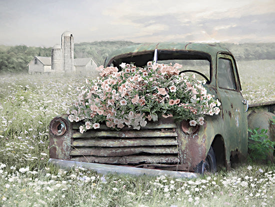 Lori Deiter LD3786 - LD3786 - Hidden Beauty - 16x12 green truck flowers, rustic field, vintage farm from Penny Lane