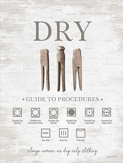 lettered & lined LET1111 - LET1111 - Heirloom Laundry Procedures II - 12x16 wooden clothespins, drying guide, laundry procedures, farmhouse wall art, vintage laundry decor from Penny Lane