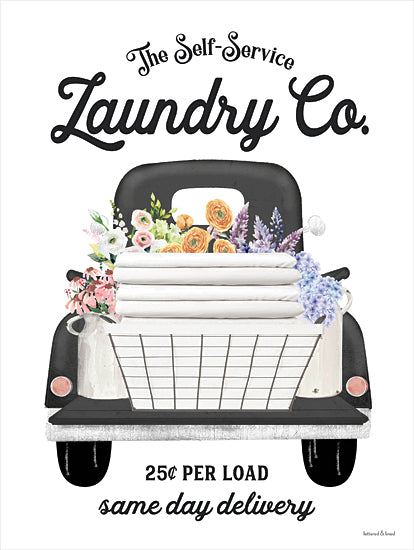lettered & lined LET1265 - LET1265 - Laundry Co. - 12x16 laundry, flowers, truck, typography, retro, decorative, floral, feminine from Penny Lane