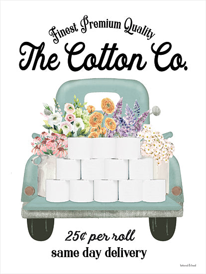 lettered & lined LET1266 - LET1266 - The Cotton Co. - 12x16 laundry, flowers, truck, typography, retro, decorative, floral, feminine from Penny Lane