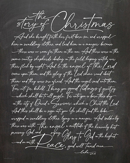 lettered & lined LET1395 - LET1395 - The Story of Christmas (vertical) - 12x16 The Story of Christmas scripture, Luke 2, chalkboard, nativity verse from Penny Lane