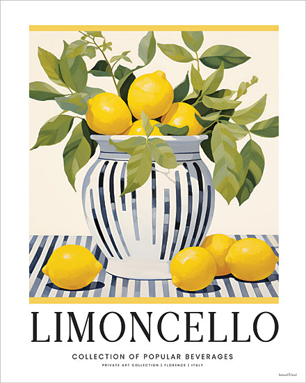 lettered & lined LET1406 - LET1406 - Limoncello - 12x16 Limoncello poster, lemons in vase, citrus fruit still life, Italian decor, Amalfi Coast style, Mediterranean art from Penny Lane