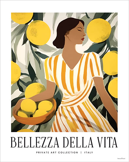 lettered & lined LET1412 - LET1412 - Bellezza Della Vita - 12x16 Bellezza Della Vita print, woman with lemons, Italian art, citrus grove, Mediterranean lifestyle, summer fashion from Penny Lane