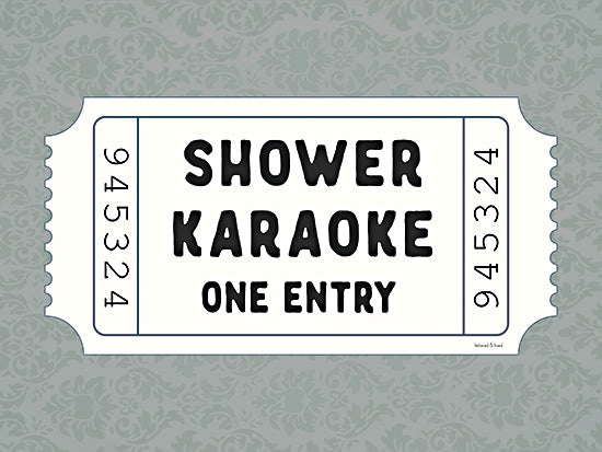 lettered & lined LET1435 - LET1435 - Shower Karaoke Ticket - 16x12 shower karaoke ticket, fun typography print, bathroom humor art, playful wall decor, singing in the shower, ticket style artwork, minimalist design, word art print, self-care humor poster from Penny Lane