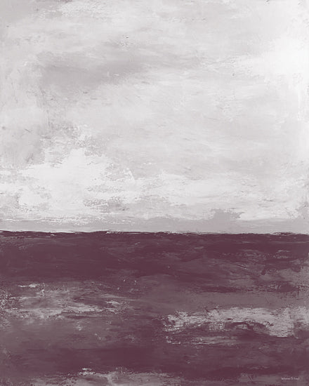 lettered & lined LET1599 - LET1599 - Calm on the Horizon - 12x16 abstract landscape, purple horizon, minimalist seascape, textured paint, modern wall art, neutral sky, contemporary abstract, moody tones, horizon line, calming composition from Penny Lane
