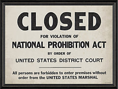 LET890 - Closed - National Prohibition Act - 16x12