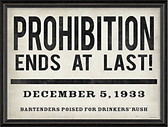 lettered & lined LET891 - LET891 - Prohibition Ends at Last! - 16x12 Prohibition ends sign, December 5 1933, end of prohibition, vintage wall sign, historical typography, retro bar decor, speakeasy era, repeal of prohibition from Penny Lane