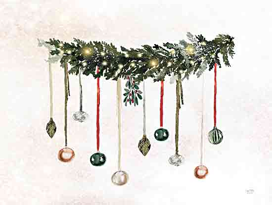 Lux + Me Designs LUX944 - LUX944 - Christmas Garland - 16x12 Christmas, Garland, Ornaments, Greenery, Holiday, Festive, Seasonal, Red Ribbon, White Background, Decorative from Penny Lane
