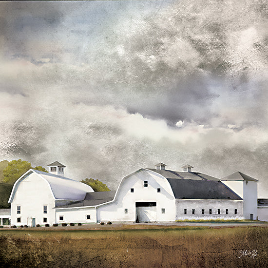 Marla Rae MAZ5922 - MAZ5922 - Stormy Barn Living - 12x12 white farmhouse barn rural countryside landscape farm buildings pastoral fields americana country scene from Penny Lane