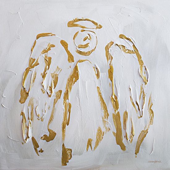 Mackenzie Kissell MKA234 - MKA234 - Simply Glory    - 12x12 angel, abstract, religious, spiritual, Christian, gold accents, white, textured, divine, faith from Penny Lane