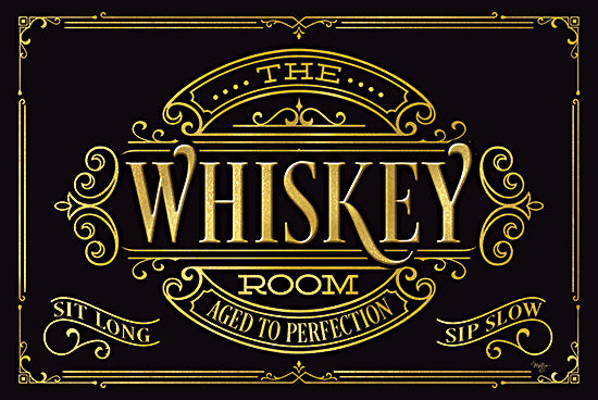 Mollie B. MOL2609 - MOL2609 - The Whiskey Room - 18x12 whiskey sign, vintage typography, gold ornate lettering, liquor art, bar sign, masculine design, aged to perfection from Penny Lane