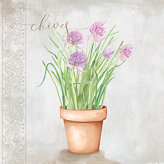 Mollie B. MOL2887 - MOL2887 - Chives - 12x12 chives plant, watercolor chives, flowering herb, terracotta pot, kitchen herbs, botanical illustration, rustic home decor from Penny Lane