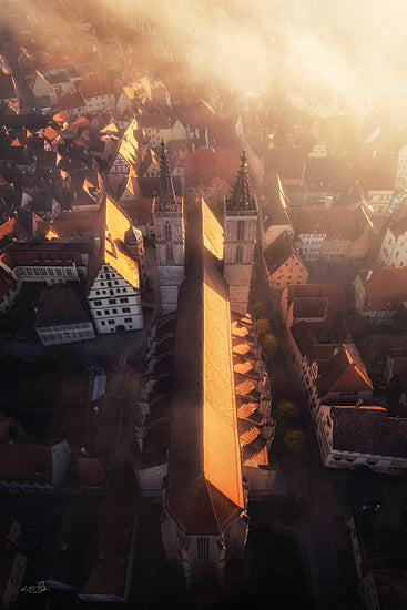 Martin Podt MPP1248 - MPP1248 - Time Stands Still - 12x18 city aerial view, sunrise, old town, architecture, cathedral, sunlight, morning fog, photography, European city, historic buildings from Penny Lane