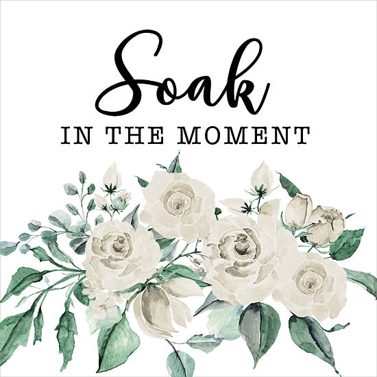 Masey St. Studios MS284 - MS284 - Soak in the Moment - 12x12 soak, in the moment, relaxation, floral, bathroom decor, typography, peaceful, mindful living from Penny Lane