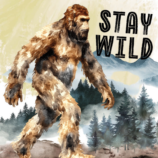 Nicole DeCamp ND781 - ND781 - Bigfoot - Stay Wild - 12x12 realistic bigfoot creature, 'Stay Wild' text, forest mountain backdrop, wilderness exploration, nature spirit from Penny Lane