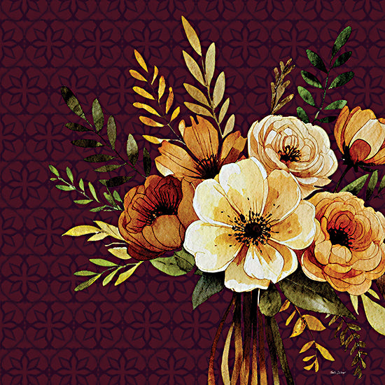 Nicole DeCamp ND978 - ND978 - Fall Floral Bouquet - 12x12 autumn flowers, watercolor bouquet, rustic decor, earthy tones, harvest season, farmhouse style, seasonal floral arrangement from Penny Lane