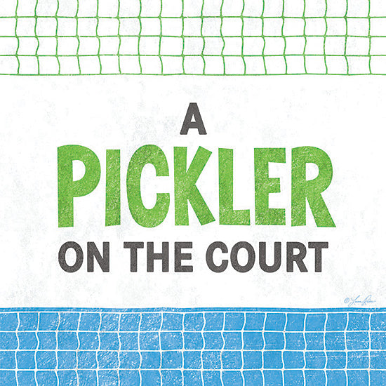 Lauren Rader RAD1444 - RAD1444 - Pickleball Pickler - 12x12 pickleball, court lines, green text, sports slogan, minimalist style, game themed design, net graphic from Penny Lane