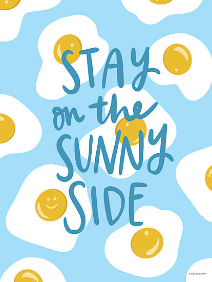 Rachel Nieman RN666 - RN666 - Stay on the Sunny Side - 12x16 stay on the sunny side quote, fried egg pattern background, breakfast themed typography from Penny Lane
