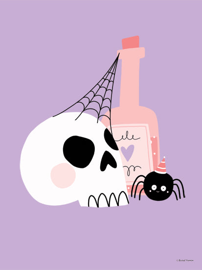 Rachel Nieman RN681 - RN681 - Cutesy Skull and Potion - 12x16 skeleton witch broom halloween spooky whimsical costume witch illustration from Penny Lane