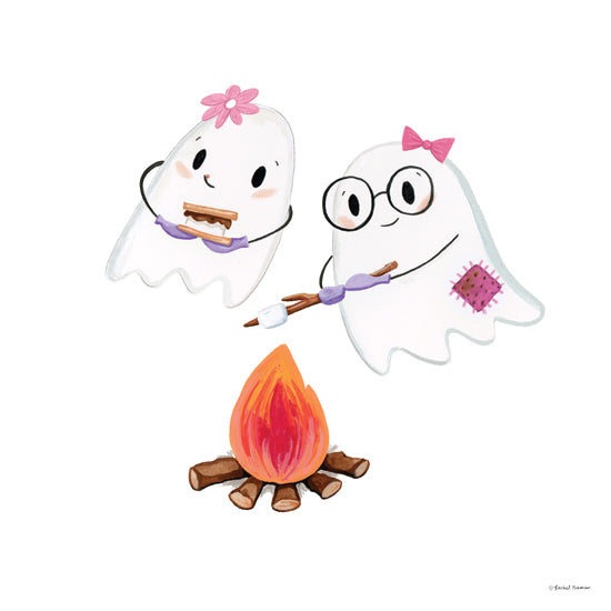 Rachel Nieman RN687 - RN687 - Girly Ghosts Making Smores' - 12x12 ghost friends roasting marshmallows campfire camping cute halloween illustration from Penny Lane