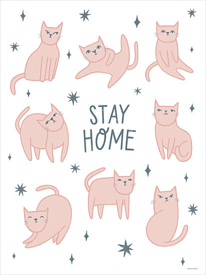 Rachel Nieman RN897 - RN897 - Stay Home Cats - 12x16 animals, typography, pets, word art, cat, kittens, stars, stay safe, cozy, whimsical, decorative, digital illustration, pink from Penny Lane
