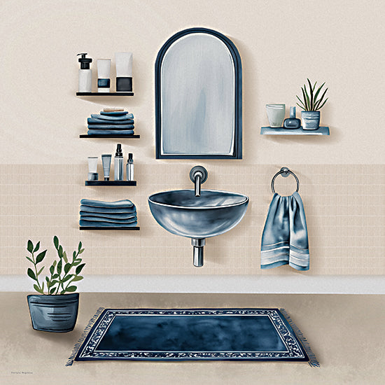 Svetlana Aleinikova SA143 - SA143 - Serenity Soak Bath Set 2 - 12x12 bathroom sink, mirror, towels, shelves, blue palette, watercolor from Penny Lane