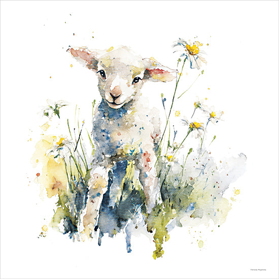 Svetlana Aleinikova SA248 - SA248 - Little Lamb - 12x12 lamb in meadow watercolor, cute baby sheep, spring field flowers animal art, whimsical farm animal illustration from Penny Lane
