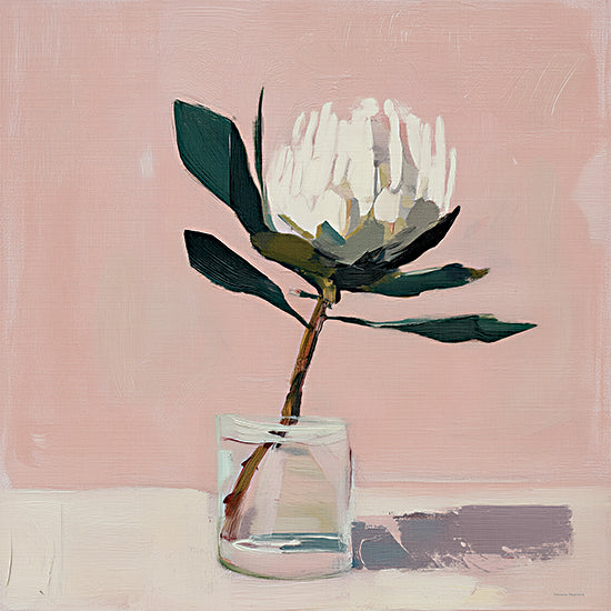 Svetlana Aleinikova SA252 - SA252 - Pale Radiance - 12x12 magnolia flower in glass vase painting, minimal still life floral, soft pink background botanical art from Penny Lane