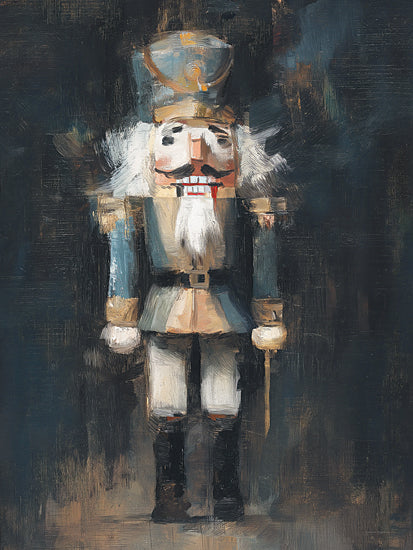 Svetlana Aleinikova SA338 - SA338 - The Wooden Guardian - 12x16 nutcracker soldier toy, christmas decoration, holiday tradition, festive character, vintage nutcracker figure, holiday collectible, dramatic dark background, painterly portrait style from Penny Lane