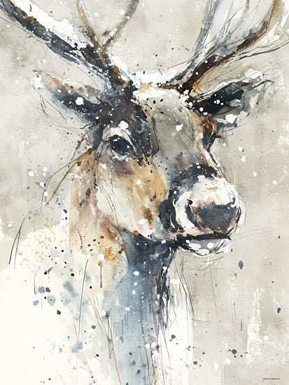 Svetlana Aleinikova SA348 - SA348 - Abstract Winter Deer - 12x16 deer portrait watercolor, woodland animal, winter wildlife, splatter watercolor style, rustic nature illustration, forest animal painting, expressive brush strokes from Penny Lane