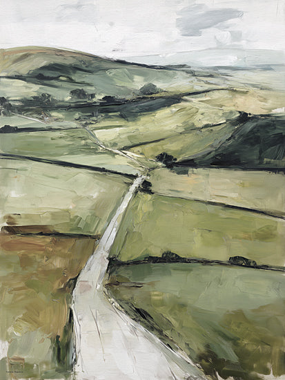 Svetlana Aleinikova SA404 - SA404 - Path through the Fields - 12x16 green countryside, rolling hills, winding path, oil painting, textured brush strokes, rural landscape, farmland, open sky, scenic, painterly composition from Penny Lane