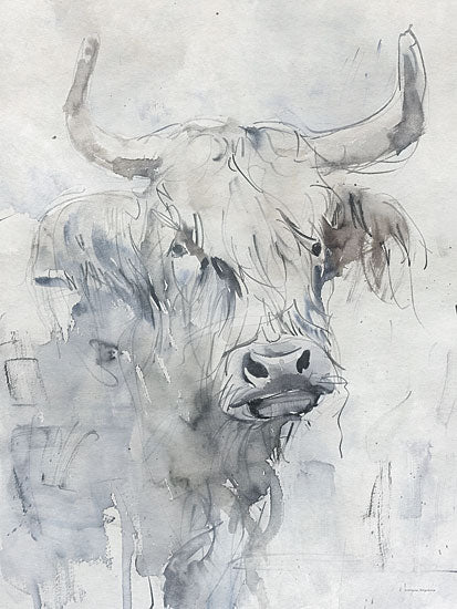 Svetlana Aleinikova SA578 - SA578 - Frosted Highlander - 12x16 animals, farm animals, highland cow, cow, shaggy, horns, face, portrait, painterly, moody, watercolor, neutral from Penny Lane