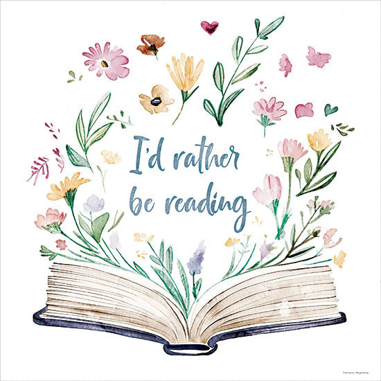 Svetlana Aleinikova SA583 - SA583 - I'd Rather be Reading - 12x12 reading quote open book flowers watercolor inspirational reading theme from Penny Lane