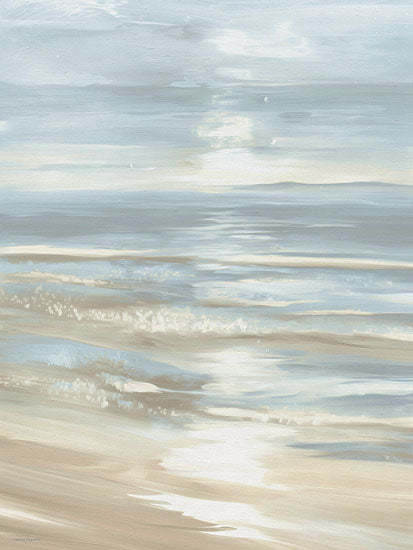 Svetlana Aleinikova SA662 - SA662 - Quiet Shore - 12x16 coastal seascape, turquoise ocean, soft waves, beach horizon, sea foam, tranquil water, pastel coastal art, luminous shoreline, peaceful ocean painting, aqua blue landscape, beach decor from Penny Lane