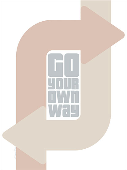 Susan Ball SB1479 - SB1479 - Go Your Own Way    - 12x16 go your own way, motivational quote, directional arrows, typography art, retro style, pastel tones from Penny Lane