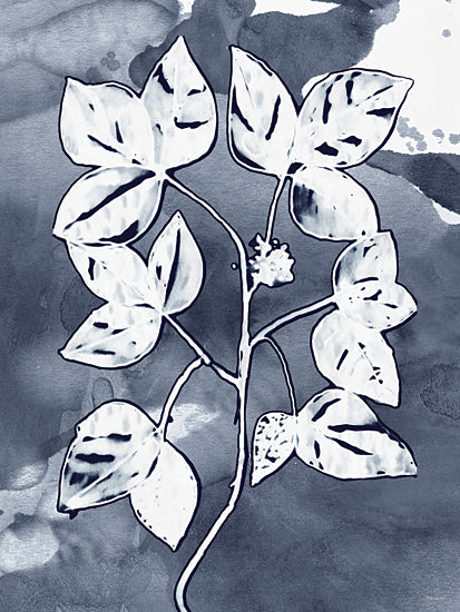 Stellar Design Studio SDS1561 - SDS1561 - Indigo Branch 1 - 12x16 botanical, leaves, greenery, sprig, foliage, ink wash, monochromatic, decorative, moody, ink drawing, gray from Penny Lane