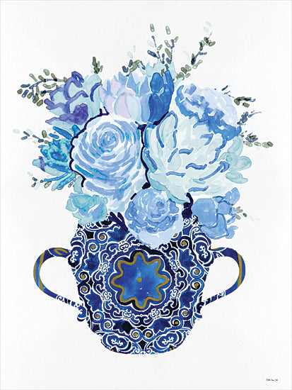 Stellar Design Studio SDS1563 - SDS1563 - Delft Blue Blooms - 12x16 botanical, still life, backgrounds & patterns, floral, peony, rose, vase, foliage, mandala, decorative, painterly, gouache, blue from Penny Lane