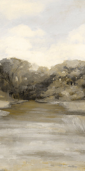 Stellar Design Studio SDS1625 - SDS1625 - Summertime View Triptych II - 9x18 calm landscape painting, muted brown tones, natural reflection, minimal art, serene riverbank scene, neutral palette from Penny Lane