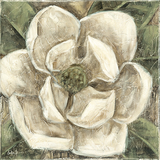 Stellar Design Studio SGD253 - SGD253 - Southern Belle - 12x12 white magnolia, flower close-up, textured floral, southern bloom, botanical artwork, nature decor, green and cream palette, blooming flower painting, rustic charm from Penny Lane