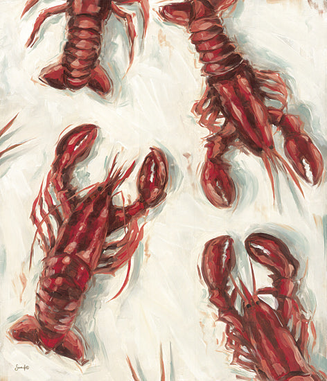 Sara G. Designs SGD373 - SGD373 - The Catch - 12x16 lobsters seafood illustration, red lobster painting, coastal food art from Penny Lane