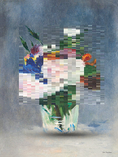 Seven Trees Design ST1196 - ST1196 - Disrupted Floral - 12x16 oil painting effect, digital pixel overlay, floral still life, bouquet in vase, mix of painterly and pixel styles from Penny Lane