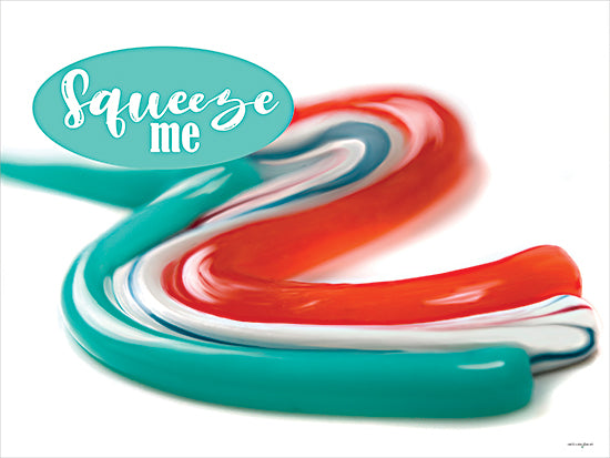 Catch A Star Fine Art STAR351 - STAR351 - Squeeze me - 16x12 Toothpaste swirl photo, colorful red green white pattern, squeeze me text, modern bathroom art, humor photography, contemporary design from Penny Lane