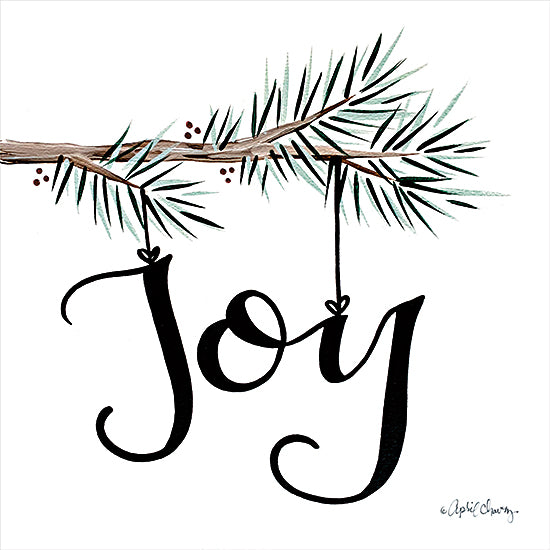 April Chavez AC162 - AC162 - Joy - 12x12 Christmas, Holidays, Joy, Typography, Signs, Pine Sprig, Winter, Traditional from Penny Lane